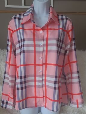 Pink Plaid Button-Up Shirt